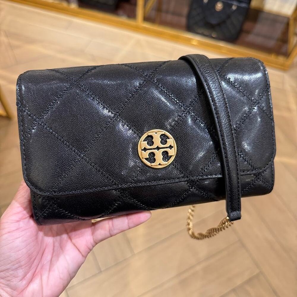 NWT Tory Burch WILLA CHAIN WALLET 164055 Black